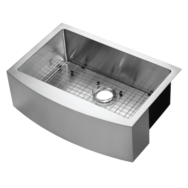 482-0255 Parketon 30" x 21" Single Bowl R15 Radius Under-Mount Curved Apron Front Farm Sink
