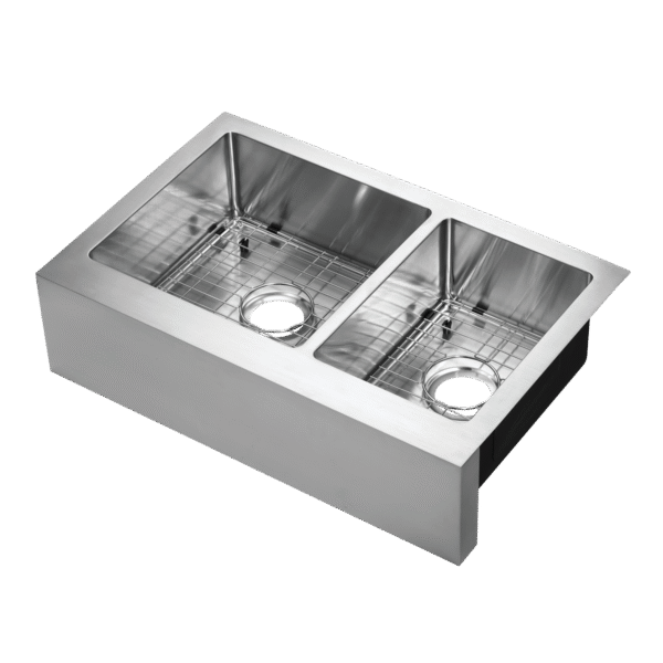 482-6811 Lapeer Stainless Steel 31" x 20" 60/40 Double Bowl R15 Under-Mount Farm Sink