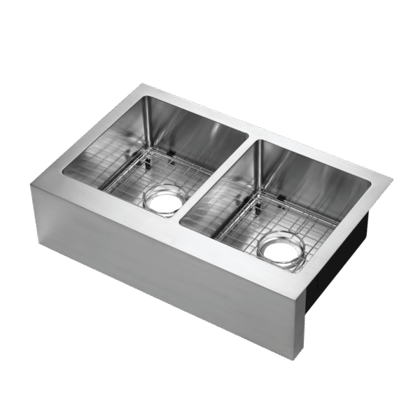482-6812 Lapeer Stainless Steel 31" x 20" 50/50 Double Bowl R15 Under-Mount Farm Sink