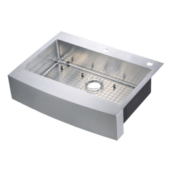 482-7041 Brimley Retrofit 33" x 24" Single Bowl R15 Radius Dual-Mount Curved Apron Front Farm Sink